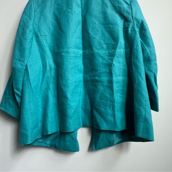 Talbots 100% Linen Jacket Turquoise Lined Womens 16W Classic Coastal Blazer Open - Picture 8 of 10